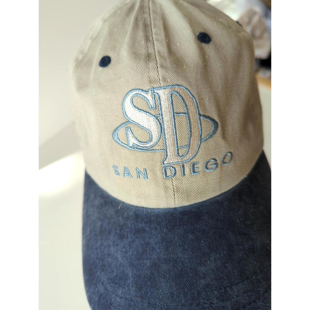 San Diego Hat Cap VelcroStrap Back Blue Bill Beige Cap Denim Adjustable One Size